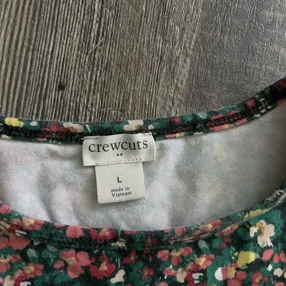 J Crew Crewcuts Green Floral Long Sleeve Top Girls Large - Picture 3 of 5